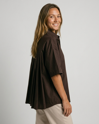 Muse Cotton Pleated Shirt 'Brown'