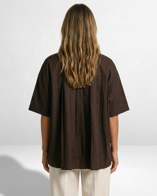 Muse Cotton Pleated Shirt 'Brown'