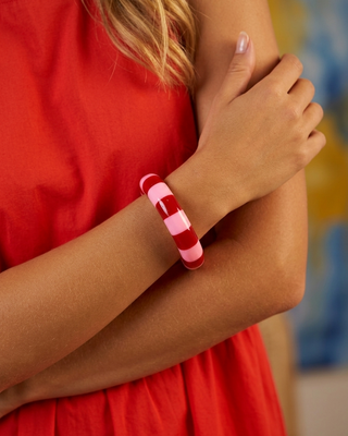 Isla Striped Bracelet 'Baby Pink & Red'
