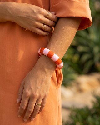 Isla Striped Bracelet 'Orange & Baby Pink'