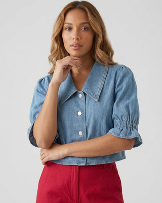 Dora Cropped Shirt 'Light Denim'