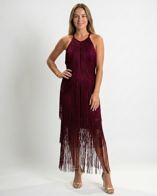 Sorelle Fringe Dress 'Burgundy'