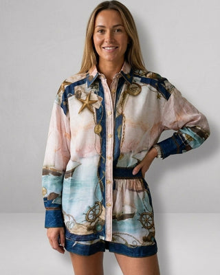 Marine Linen Ensemble (Shirt and Shorts)