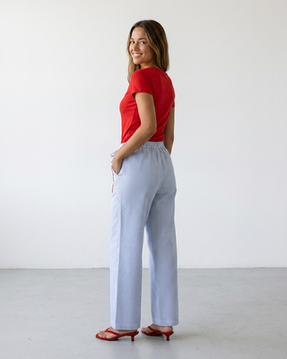 Marella Cotton Striped Trousers 'Blue/White/Red'