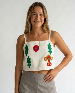 Vacay Embroidered Top 'Multicoloured'