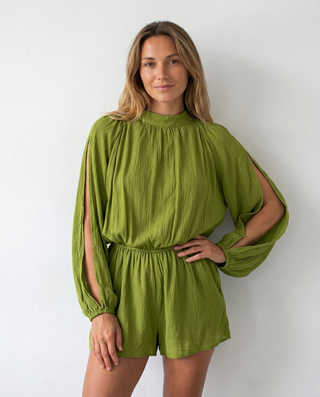 Florence Cheesecloth Playsuit 'Pistachio Green'