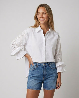 Sorento Cotton Embroidered Shirt 'White' LIVE