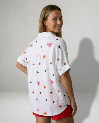 Starfish Oversized Embroidered Shirt 'White' LIVE