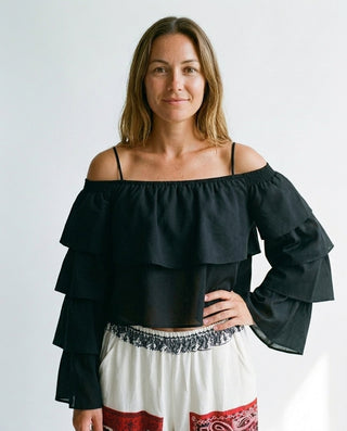 Malibu Frilled Top 'Black' LIVE