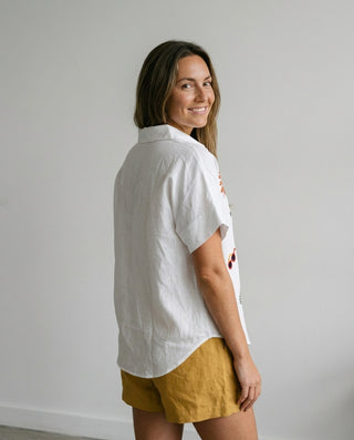 Ibiza Cotton Embroidered Shirt 'Cream' LIVE