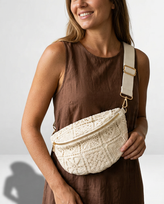 Crochet Crossbody Bag 'Beige' LIVE