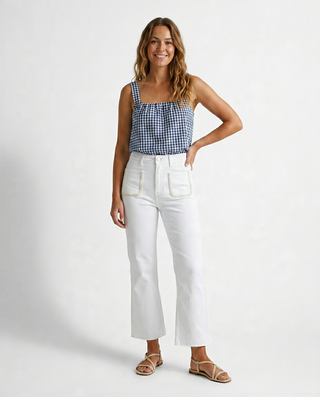 Zena Cropped Flared Jeans 'White' LIVE