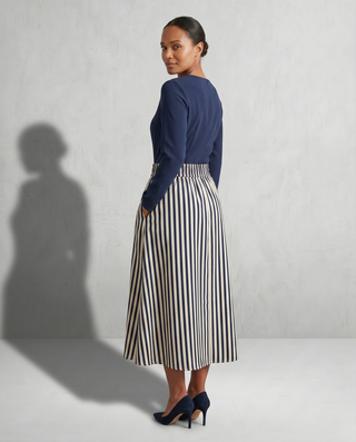 Boheme Linen Striped Skirt 'Cream & Navy'