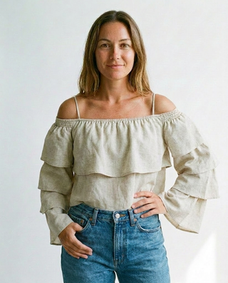 Malibu Frilled Top 'Oatmeal'