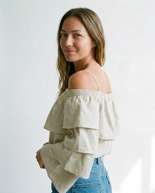 Malibu Frilled Top 'Oatmeal'