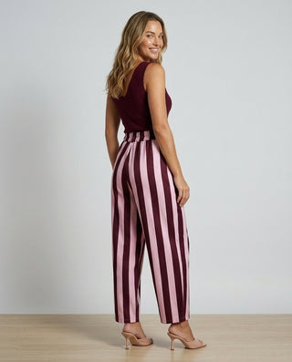Alley Striped Trousers 'Burgundy & Baby Pink' LIVE
