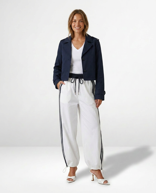 Connie Trackpants 'White & Navy' LIVE