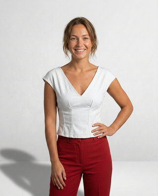 Anastasia Denim Top 'White Denim'