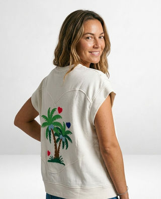 Palm Island Sleeveless Sweatshirt 'Cream'