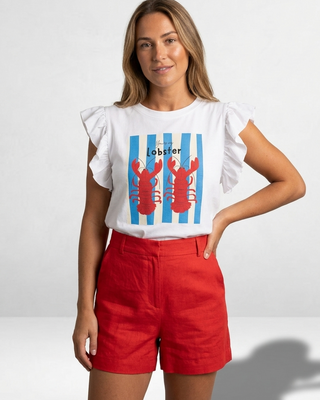 Lobster Frilled T-Shirt 'White' SUNDAY