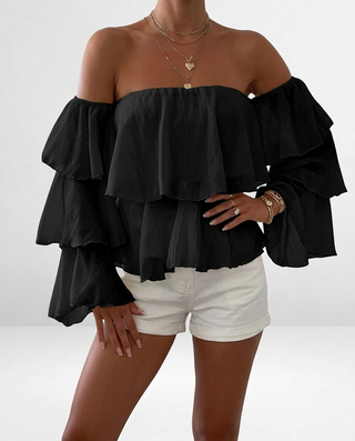 Malibu Frilled Top 'Black'