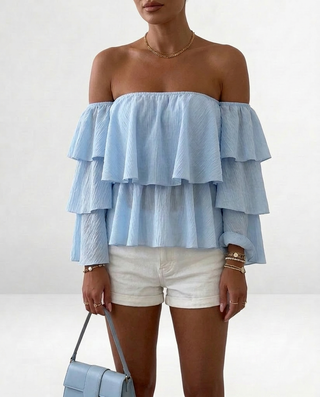 Malibu Frilled Top 'Baby Blue'