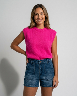 Halo Alpaca Sleeveless Knit 'Hot Pink' SUNDAY