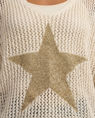 Heidi Star Knitted Jumper 'Cream & Gold'