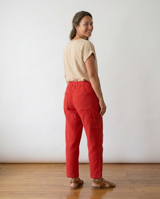 Willow Cheesecloth Trousers 'Tomato Red'