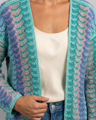 Electric Bloom Knit Jacket 'Turquoise/Blue/Cream'