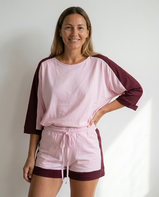 Haze Cotton T-Shirt 'Pink & Burgundy'