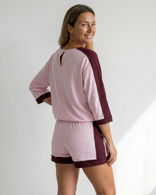 Haze Cotton T-Shirt 'Pink & Burgundy'