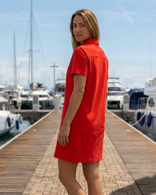 Fiorella Cotton Dress 'Tomato Red' (No Buttons)