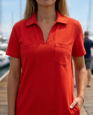 Fiorella Cotton Dress 'Tomato Red' (No Buttons)