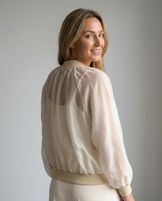 Bree Mesh Bomber Jacket 'Beige'