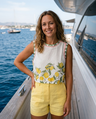 Honeydew Lemons Linen Top 'Multicoloured'