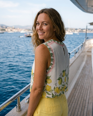 Honeydew Lemons Linen Top 'Multicoloured'