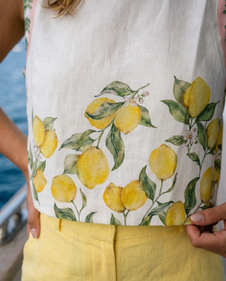 Honeydew Lemons Linen Top 'Multicoloured'