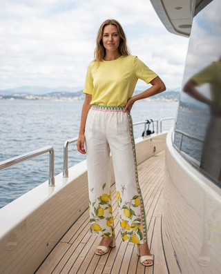 Honeydew Lemons Linen Trousers 'Multicoloured'