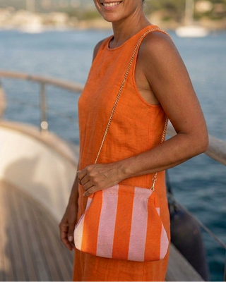 Vera Striped Handbag 'Baby Pink & Orange'