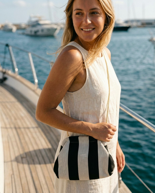Vera Striped Handbag 'Black & Cream'