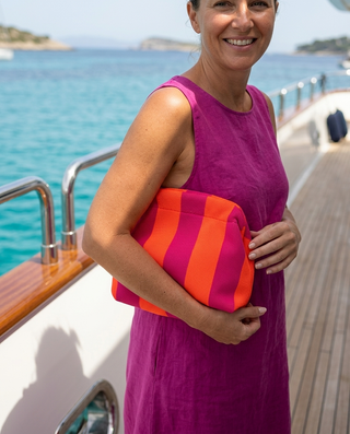 Vera Striped Handbag 'Neon Orange & Fuchsia'