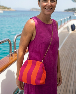 Vera Striped Handbag 'Neon Orange & Fuchsia'