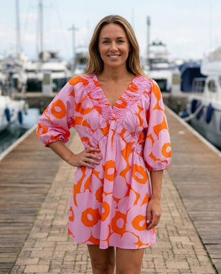 Nyra Dress 'Baby Pink & Orange'