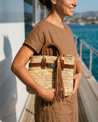 Mila Straw real Suede Crossbody Bag