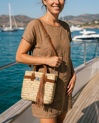 Mila Straw real Suede Crossbody Bag