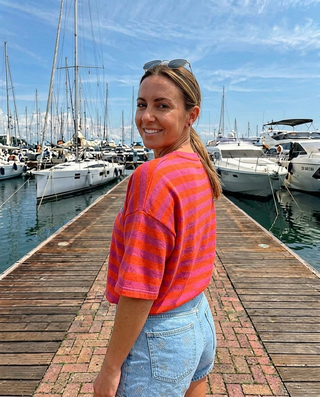 Amor Stripes Sweatshirt 'Neon Orange & Lilac'