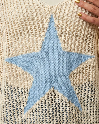 Heidi Star Knitted Jumper 'Cream & Baby Blue'