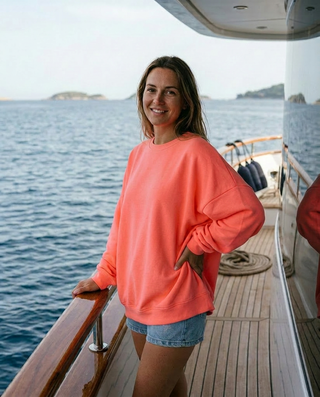 Good Vibes Cotton Sweatshirt 'Neon Coral'
