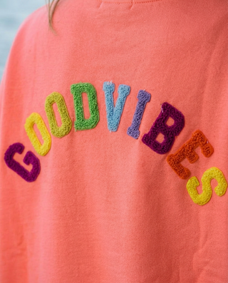Good Vibes Cotton Sweatshirt 'Neon Coral'